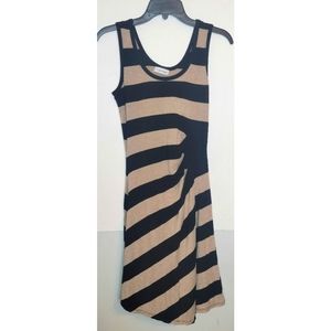 Vintage Calvin Klein Dress Y2K 90's Womens Small Fit to Flare Striped Sleeveless